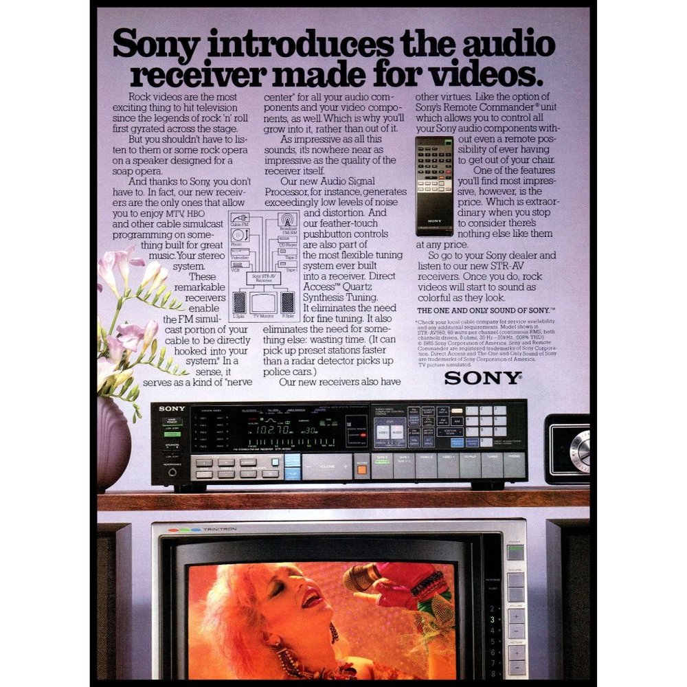1985 Sony STR-AV Audio Video Stereo Receiver Vintage Wall Art 80s Tech Wall Art